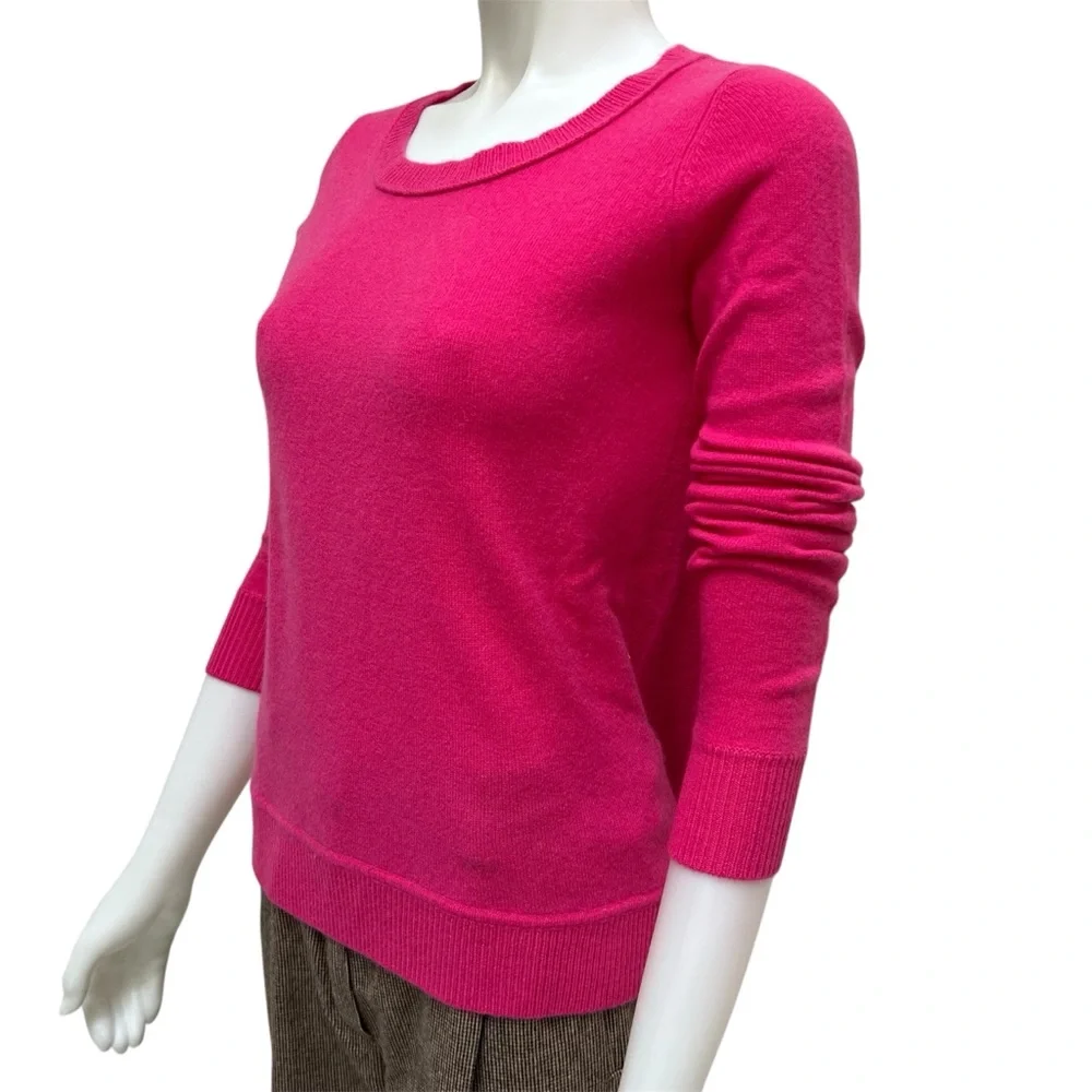 DVF 100% Cashmere Hot Flamingo Pink Sweather Sz Petite Hi-Low Barbie Doll‎